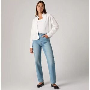 Levi's Ribcage Straight Ankle Jeans Medium Indigo Blue Highest Rise Size 26